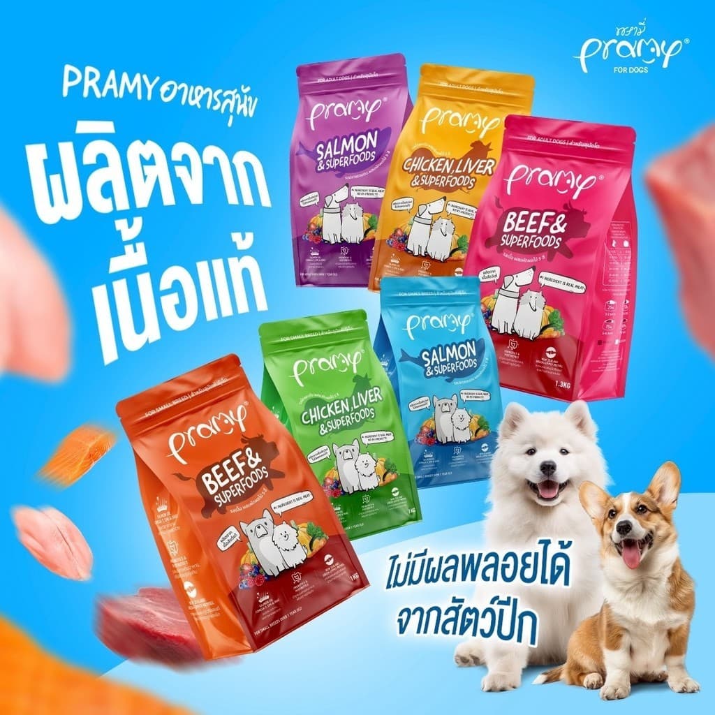 Pramy พรามี่ อาหารเม็ดสุนัข ทำจากเนื้อสัตว์แท้ ไม่มีผลพลอยได้จากสัตว์ปีก ดูแลครบ ยกกระสอบ 8 - 10 KG รูปที่ 3
