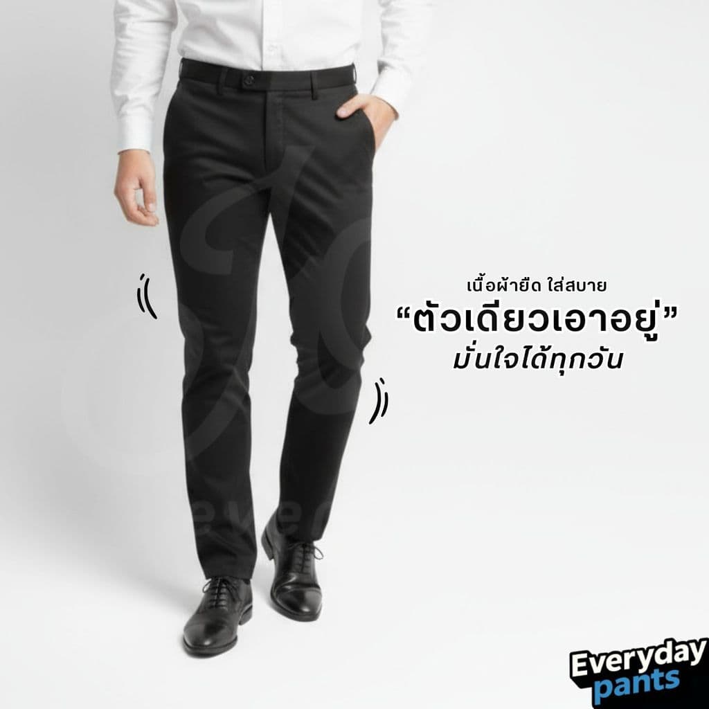 กางเกงนักศึกษา สแล็คชายกระบอกเล็ก-ขาตรง ผ้ากำมะดิน ยืดไม่ยืด สำหรับนักศึกษา ใส่ทำงาน รูปที่ 7