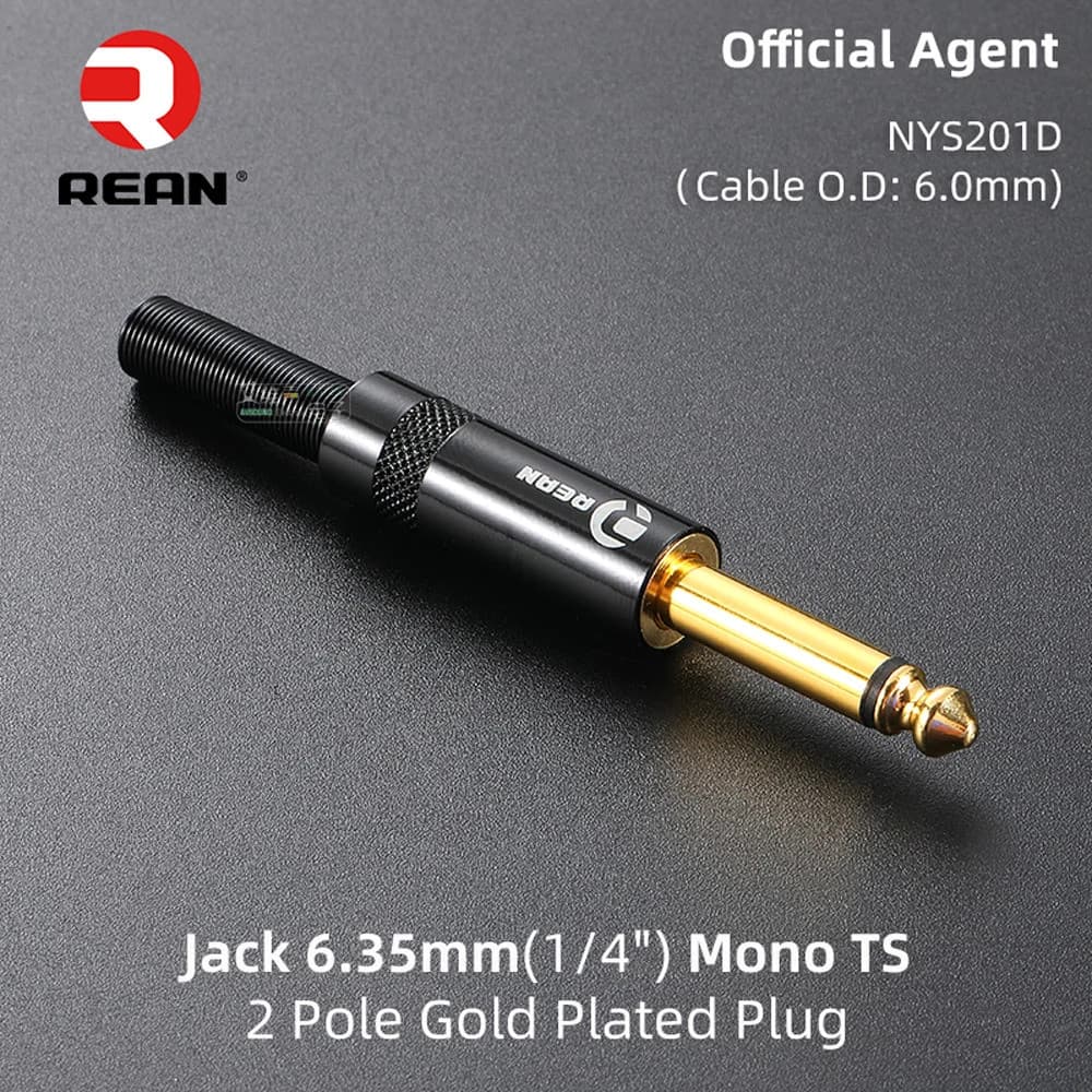 REAN 6.35 มม.2/3 เสาสเตอริโอปลั๊ก Gold-plated 1/4′′ Mono ชุดหูฟังไมโครโฟน Solder TRS ลําโพงกีตาร์ TS Connecto รูปที่ 9