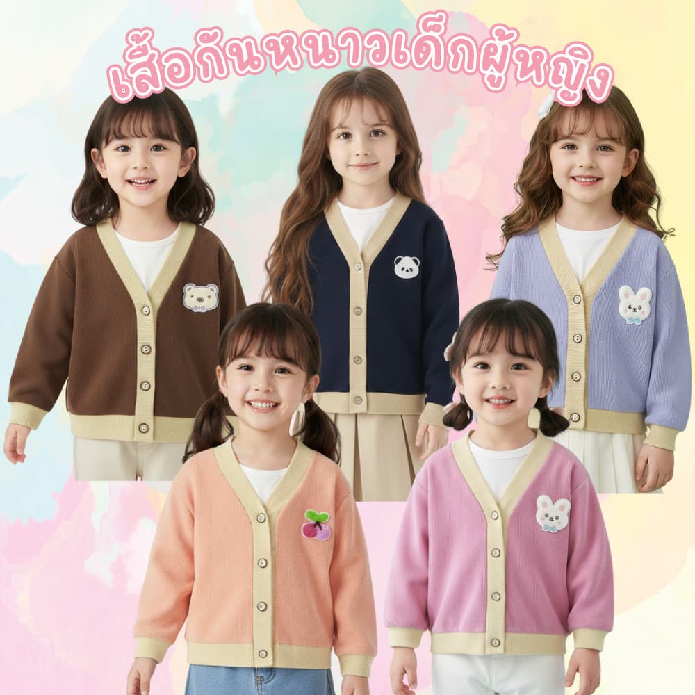 Dolemi Baby เสื้อกันหนาวเด็กหญิง ผ้าลูกฟูก เสื้อแขนยาว สีสดใส นิ่มใส่สบาย น่ารัก กระดุม ลายน่ารัก รูปที่ 1