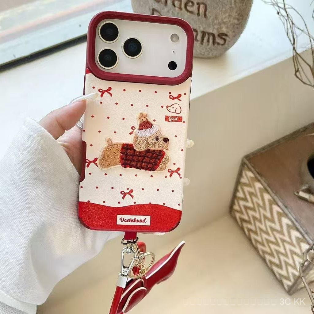 กันกระแทก iPhone ลายสุนัขน่ารักมาก ลายจุดแดง พร้อมสายคล้อง เหมาะเป็นของขวัญ สำหรับ 17/16/15/14/13/12 Pro Max รูปที่ 9