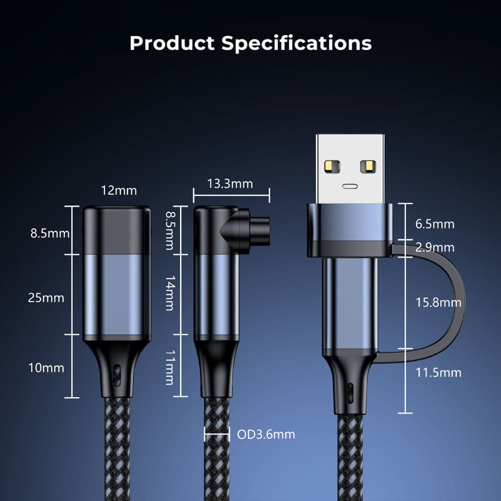 สายชาร์จ Garmin 4-Pin 2-in-1 USB-A/Type-C เสถียร ปลอดภัย สายถักทน รองรับ Forerunner 245/265, Fenix 7 รูปที่ 9