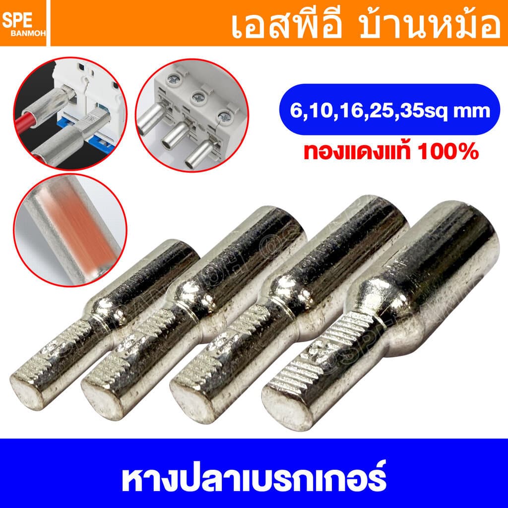 DTD หางปลาแบน เข้าเบรกเกอร์ หางปลาทองแดงเคลืบดีบุก หางปลาทองแดง เคลือบดีบุก Tine Copper Terminal Lug Termi... รูปที่ 1