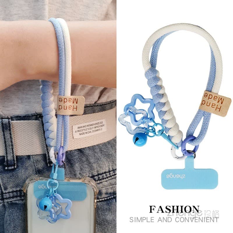 เชือกเส้นเล็กโทรศัพท์มือถือข้อมือคมชัดสีเชือกถักสั้น อิน ที่แข็งแกร่งทนทานเดินทางกลางแจ้งช้อปปิ้งหญิงเดินทางปีนเขา รูปที่ 1