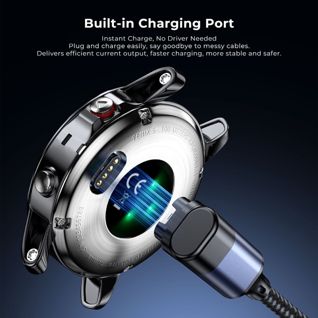 สายชาร์จ Garmin 4-Pin 2-in-1 USB-A/Type-C เสถียร ปลอดภัย สายถักทน รองรับ Forerunner 245/265, Fenix 7 รูปที่ 5