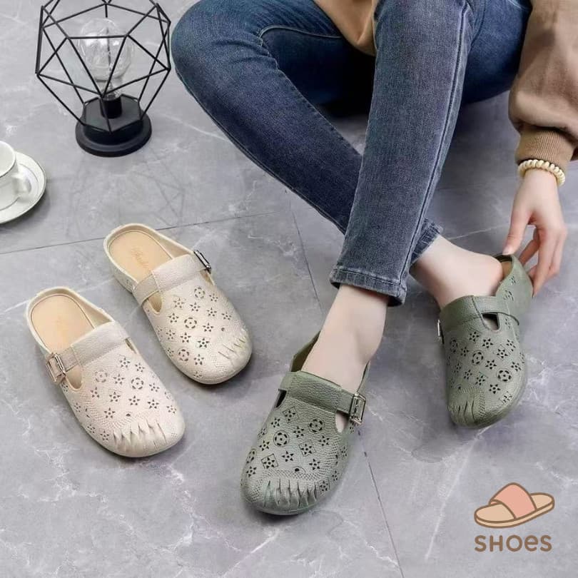 SH101 HOMEรองเท้าแตะผู้หญิง แฟชั่น ส้นแบน พื้นนุ่ม ฤดูร้อน ระบายอากาศ ใส่ไปข้างนอก แบบสวม กันลื่น BB011 รูปที่ 1
