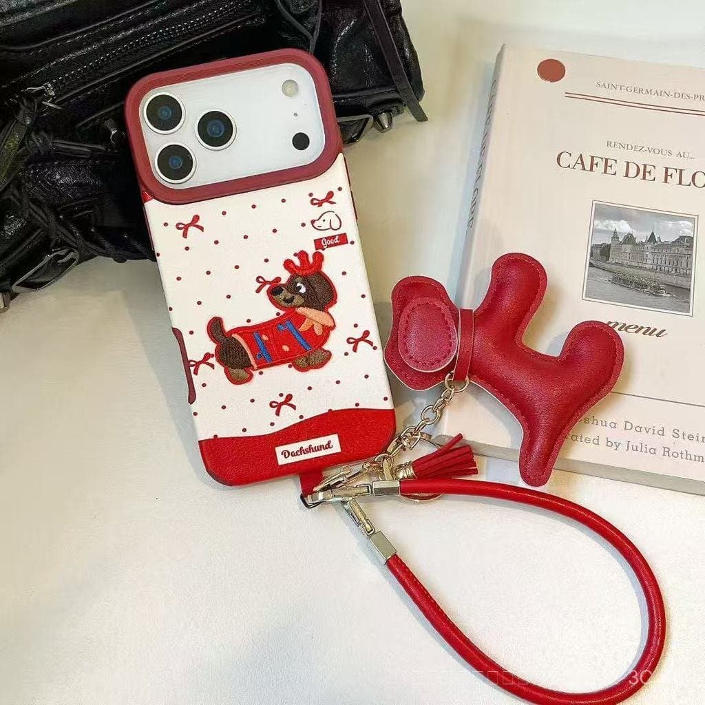 กันกระแทก iPhone ลายสุนัขน่ารักมาก ลายจุดแดง พร้อมสายคล้อง เหมาะเป็นของขวัญ สำหรับ 17/16/15/14/13/12 Pro Max รูปที่ 3