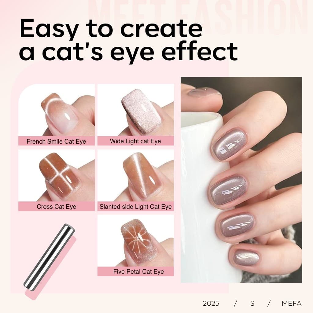MEFA น้ำยาทาเล็บเจลตาแมว 6 สี 7ml ชุดเจลแม่เหล็กแช่ สีเจลลูกแก้ว Moonlight Cat Eye Gel รูปที่ 4