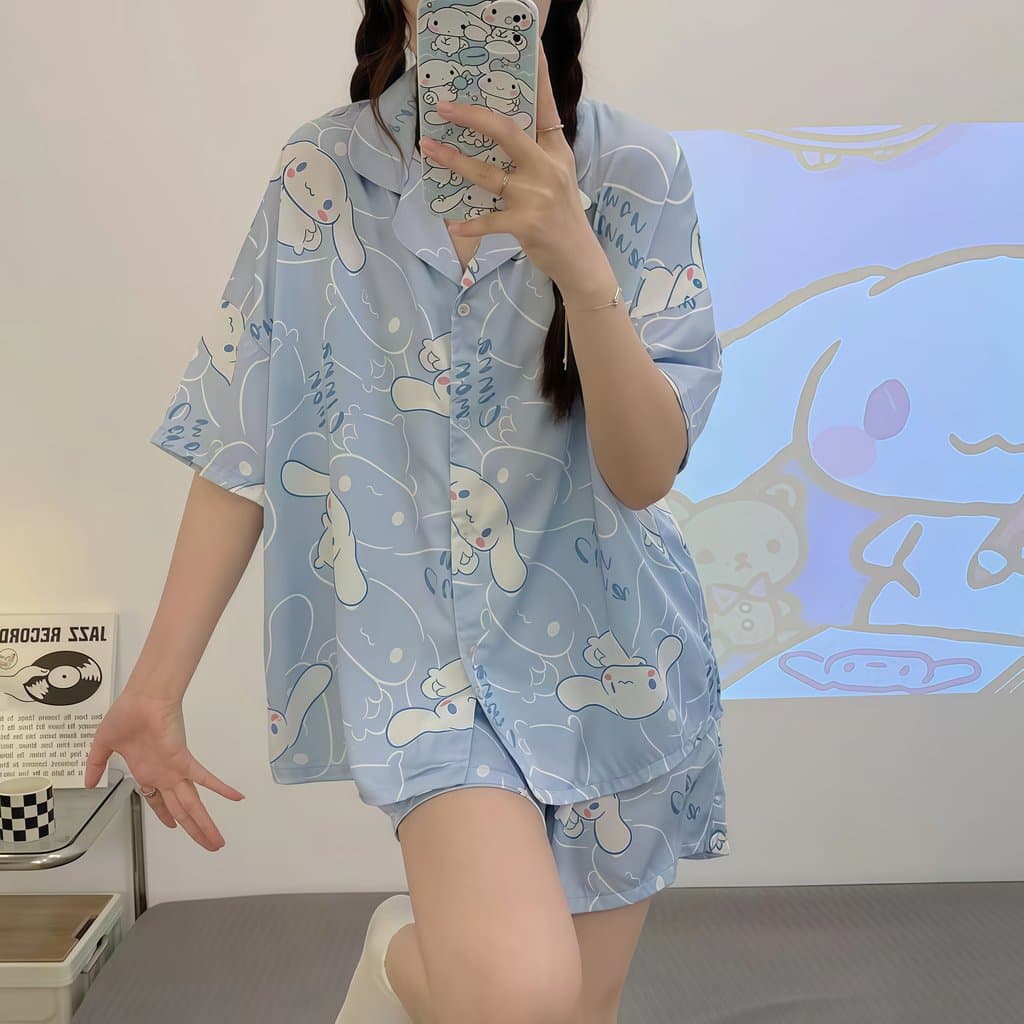 PAJAMAS HOMEWEAR ชุดนอนผู้หญิง 2 ชิ้น ชุดนอนการ์ตูน ชุดนอน ฟรีไซส์ อก36-42 นิ้ว W205 รูปที่ 4
