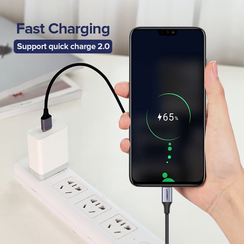 UGREEN สาย MicroUSB Micro USB เป็น USB 2.0 Fast 2A สายชาร์จข้อมูลสําหรับโทรศัพท์มือถือ Android รูปที่ 2
