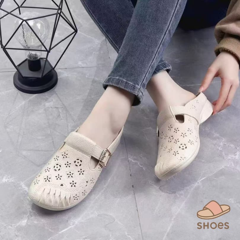 SH101 HOMEรองเท้าแตะผู้หญิง แฟชั่น ส้นแบน พื้นนุ่ม ฤดูร้อน ระบายอากาศ ใส่ไปข้างนอก แบบสวม กันลื่น BB011 รูปที่ 5