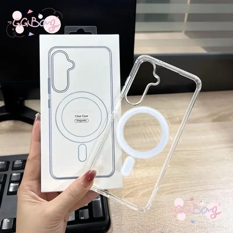 เคสไอโฟน17สำหรับ iPhone 17 AIR 11 13 14 15 16 Pro Max 15 16 7 Plus X XR XS Max เคสชาร์จแม่เหล็กใสแบบเต็มรูปแบบเรียบง่าย รูปที่ 1