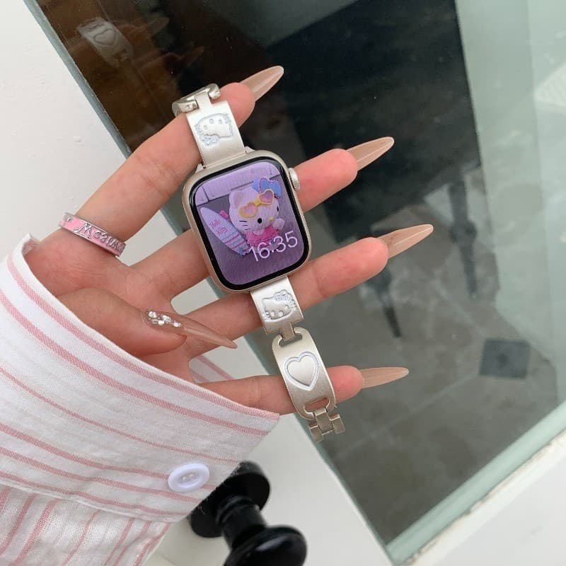 KT cat สายโลหะเพชรเงา + เคส hollow สําหรับ Apple Watch Ultra 2/S11/S10/S9/S8/S7/S6/S5/S4/S3/S2/SE iWatch 49/46/45/44/42/41/40/38 มม. รูปที่ 9