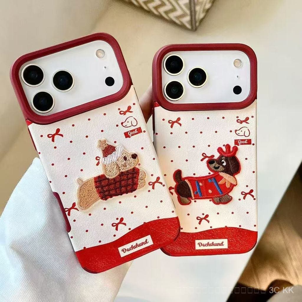 กันกระแทก iPhone ลายสุนัขน่ารักมาก ลายจุดแดง พร้อมสายคล้อง เหมาะเป็นของขวัญ สำหรับ 17/16/15/14/13/12 Pro Max รูปที่ 4