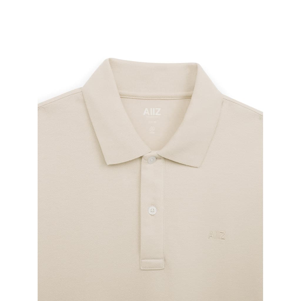 AIIZ เสื้อโปโลสีพื้นปักโลโก้ ผ้าคอนตอน รูปที่ 4
