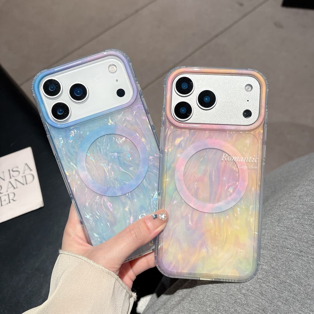 กึ่งโปร่งใสเรนเดอร์เปลือก-เนื้อวิทยุ-เติมป้องกันโฮโลแกรมเคสโทรศัพท์สําหรับ ไอโฟน 17 17 มือโปร 16 15 14 มือโปร สูงสุด ป้องกันโฮโลแกรมกรณีโทรศัพท์ รูปที่ 1