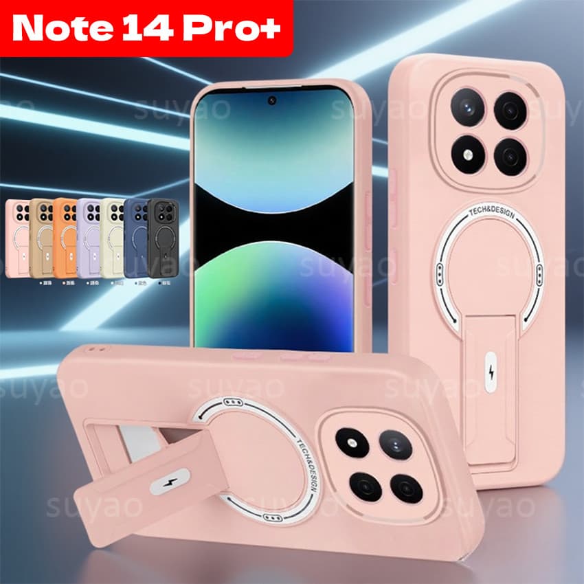 สําหรับ Redmi หมายเหตุ 15 14 Pro Plus ProPlus 2025 สีลูกกวาดคาร์บอนไฟเบอร์ผู้ถือแม่เหล็กเคสโทรศัพท์ปลอก Note14Pro + Note14Pro Note15Pro + เกราะกันกระแทกป้องกันปกหลัง รูปที่ 1