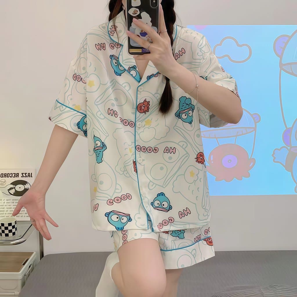 PAJAMAS HOMEWEAR ชุดนอนผู้หญิง 2 ชิ้น ชุดนอนการ์ตูน ชุดนอน ฟรีไซส์ อก36-42 นิ้ว W205 รูปที่ 2