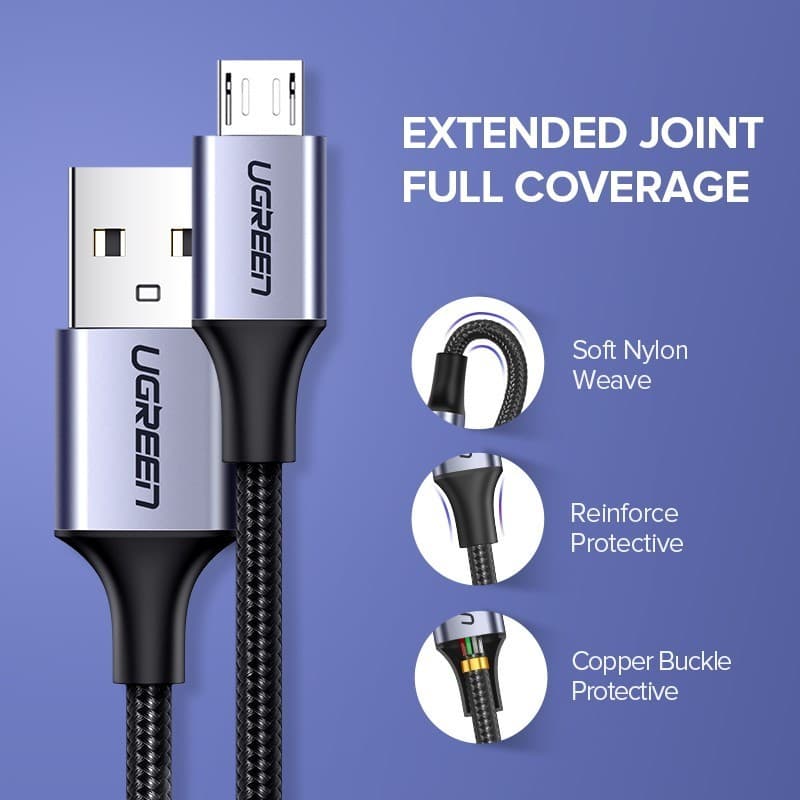 UGREEN สาย MicroUSB Micro USB เป็น USB 2.0 Fast 2A สายชาร์จข้อมูลสําหรับโทรศัพท์มือถือ Android รูปที่ 7