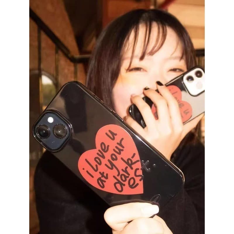 เคสมือถือ Originalมือวาดหัวใจใหญ่สีดํา เคสวาวเยลลี่แบบเรียบ For iPhone17 11 12 13Pro MAX 14 15 16PLUS X XS XR 7/8/SE2/3 รูปที่ 6