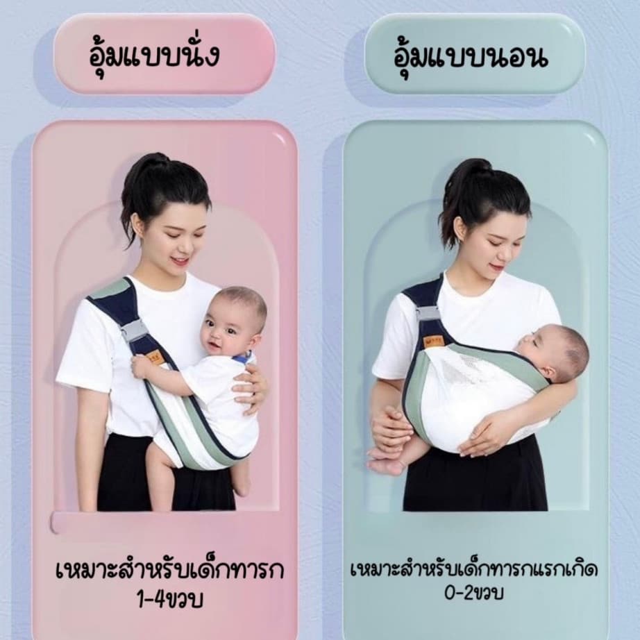 เป้อุ้มเด็กแรกเกิด ให้นมสะพายสะพายได้ 2 ท่า สายปรับสะพาย นั่งได้ สะพายหน้า-หลัง มีให้บริการตั้งแต่ 1 ถึง 4 ปี รูปที่ 3
