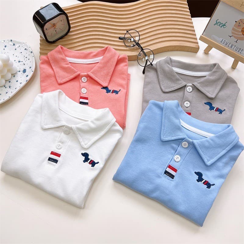 เสื้อโปโลแขนยาวเด็ก เนื้อผ้าฝ้ายแท้ 100% นุ่มสบาย มีลายปักด้านหน้า ดีไซน์น่ารัก ใส่ได้ทั้งไปโรงเรียนและไปเที่ยว รูปที่ 4