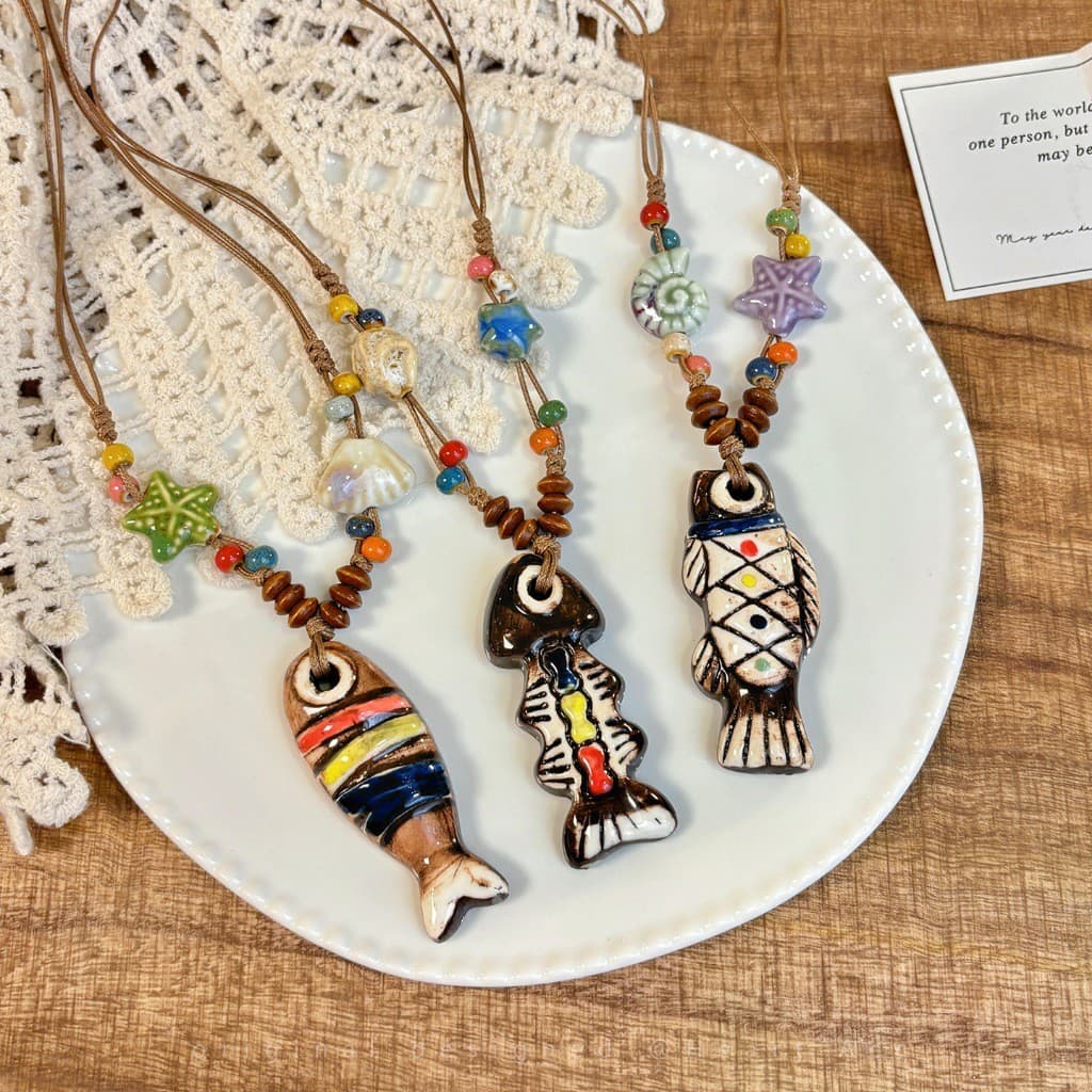สร้อยคอพร้อมจี้ สไตล์วินเทจ สร้อยเชือก ลายปลาดาว ทันสมัย อเนกประสงค์ ปรับความยาวได้ มีหลายแบบให้เลือก COD รูปที่ 9