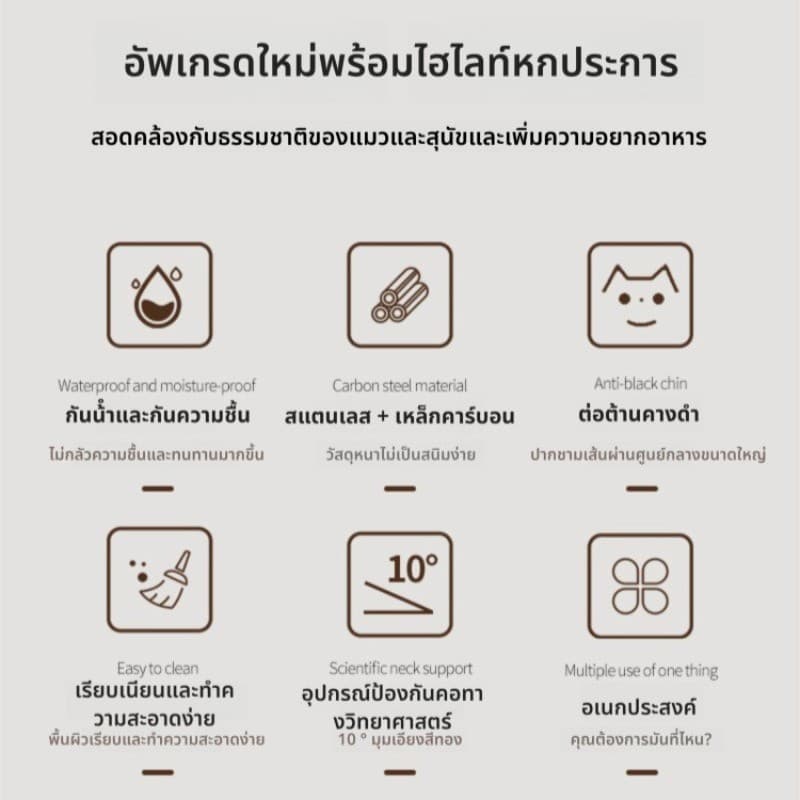 COD ชามแมวสแตนเลส ชามอาหารสัตว์เลี้ยง ชามคู่สแตนเลส ชามสุนัข ใส่อาหารหมา ปลอดภัย ทำความสะอาดง่าย รูปที่ 3