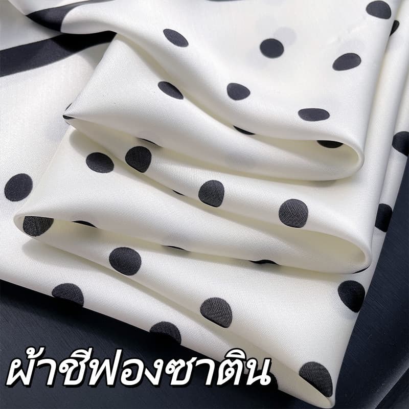 Miss_J จากกทมPolkadot style ผ้าโพกผมลายจุดผ้าผูก ขนาด 70x70 cm. ผ้าพันคอลายจุด ผ้าพันคอออลแมตช์ รูปที่ 3