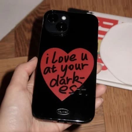 เคสมือถือ Originalมือวาดหัวใจใหญ่สีดํา เคสวาวเยลลี่แบบเรียบ For iPhone17 11 12 13Pro MAX 14 15 16PLUS X XS XR 7/8/SE2/3 รูปที่ 3