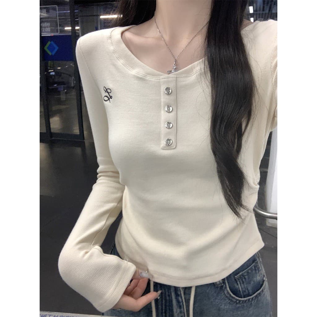FASHION.61 เสื้อแขนยาวผ้าชักร่อง ผ้านิ่ม สไตล์เกาหลี ขนาด S-XL อก 32-38 นิ้ว รุ่น W7824 รูปที่ 4