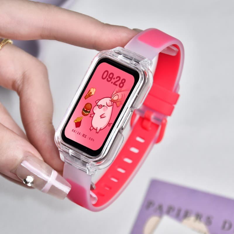 สายซิลิโคน + เคสสําหรับ For Samsung Galaxy Fit 3 แฟชั่นนุ่มสําหรับ for Samsung Fit 3 สายรัดข้อมือสร้อยข้อมือทูโทนโปร่งแสง รูปที่ 5