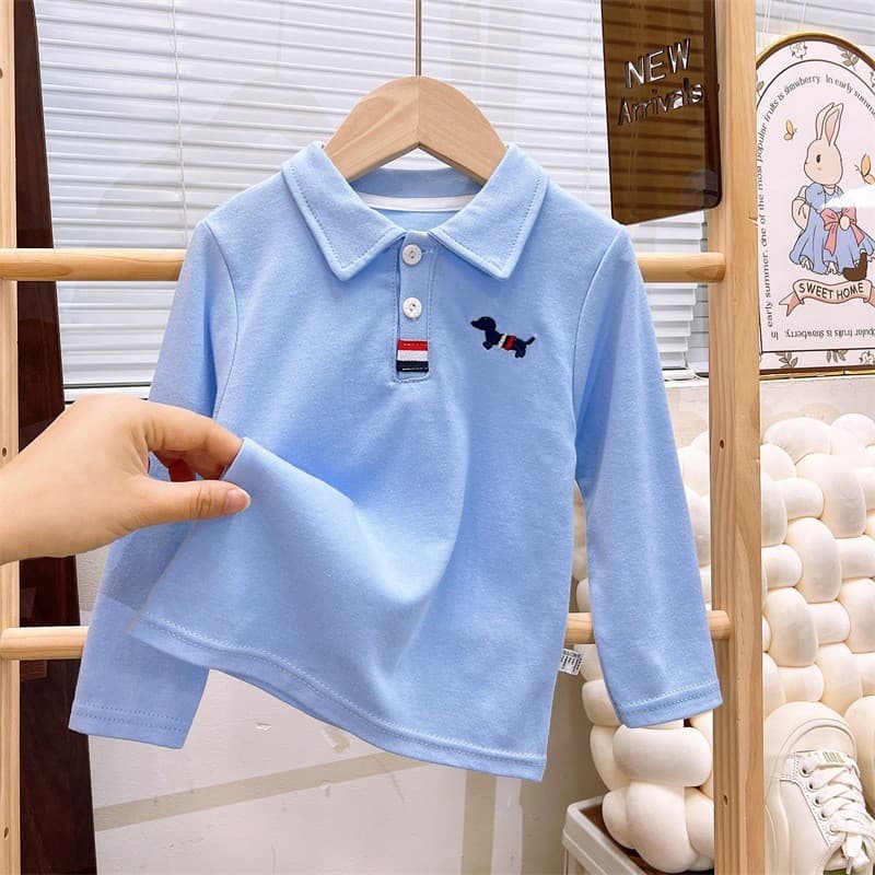 เสื้อโปโลแขนยาวเด็ก เนื้อผ้าฝ้ายแท้ 100% นุ่มสบาย มีลายปักด้านหน้า ดีไซน์น่ารัก ใส่ได้ทั้งไปโรงเรียนและไปเที่ยว รูปที่ 7