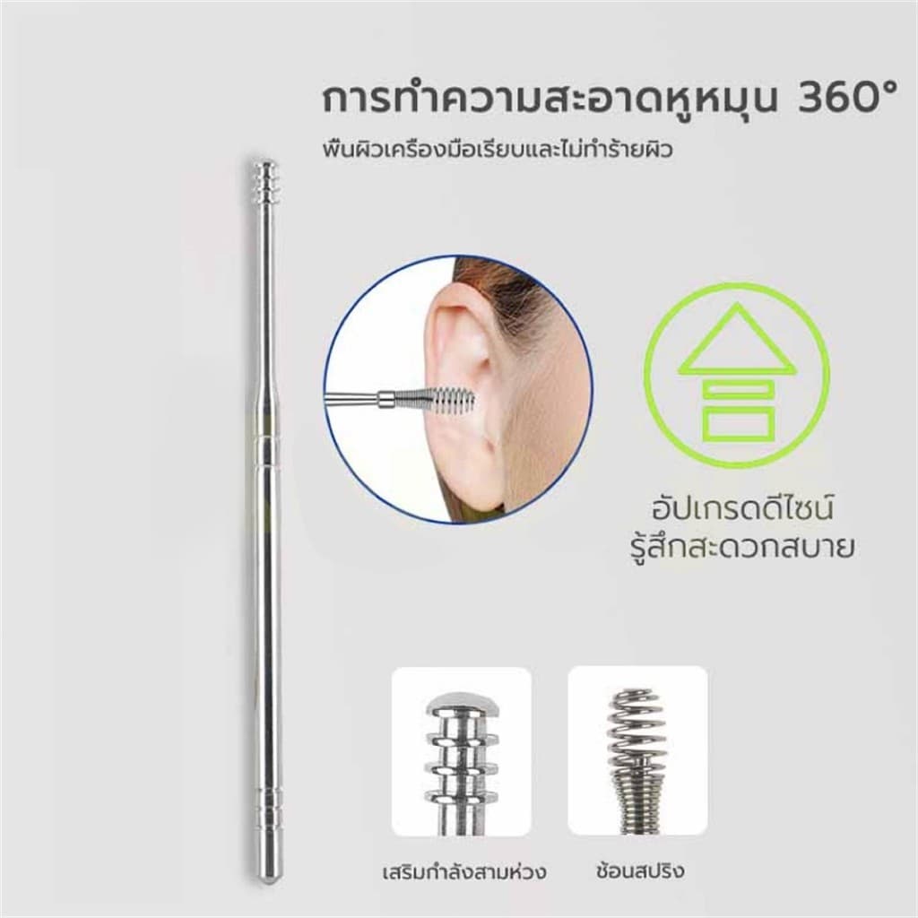 สินค้าจุด9 ชุดไม้แคะหู ชุดแคะหู ไม้แคะหู ที่แคะหู สแตนเลสมืออาชีพ ครบชุด 6ชิ้น ทำความสะอาดหูเครื่องมือ Ear pick 9 รูปที่ 7