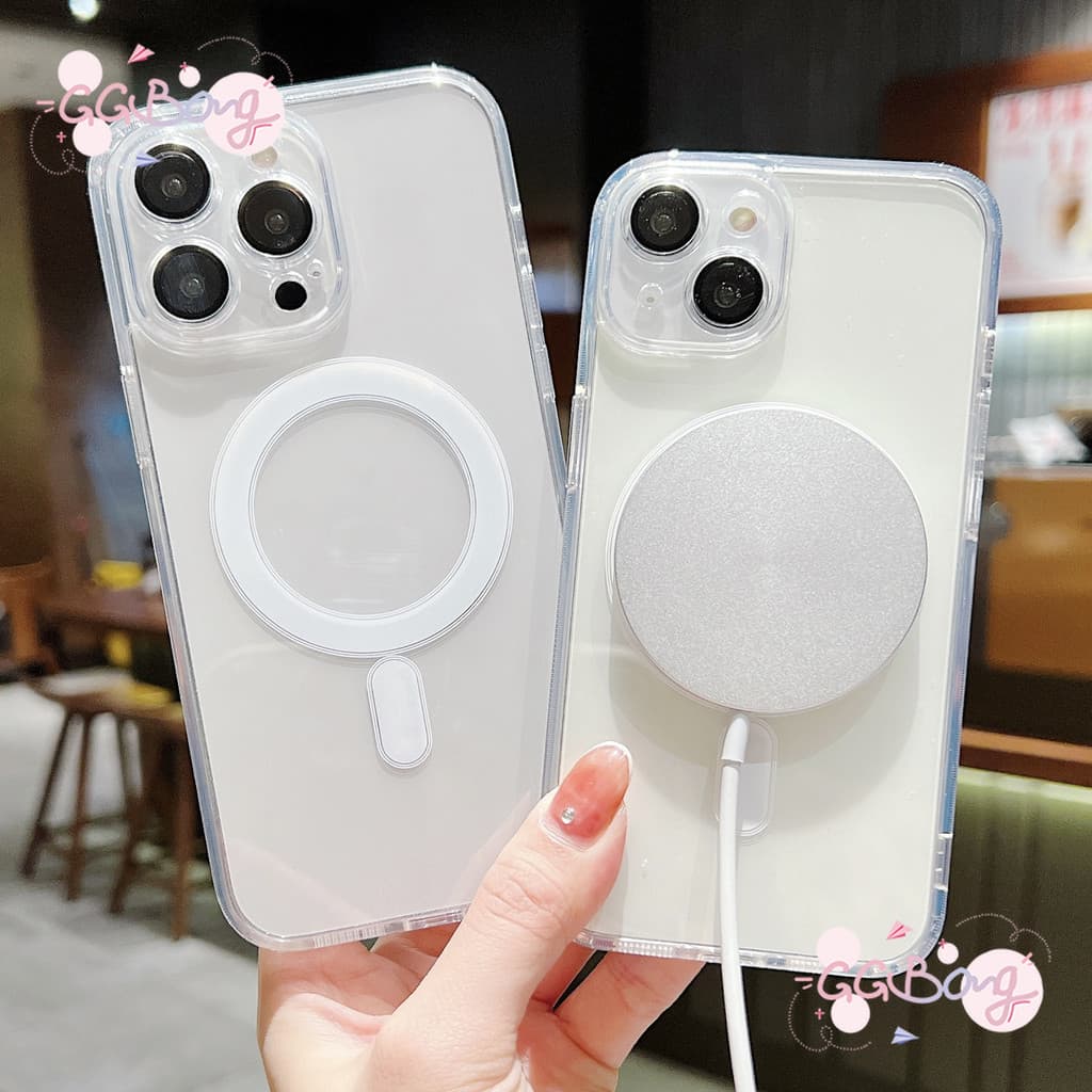 เคสไอโฟน17สำหรับ iPhone 17 AIR 11 13 14 15 16 Pro Max 15 16 7 Plus X XR XS Max เคสชาร์จแม่เหล็กใสแบบเต็มรูปแบบเรียบง่าย รูปที่ 6
