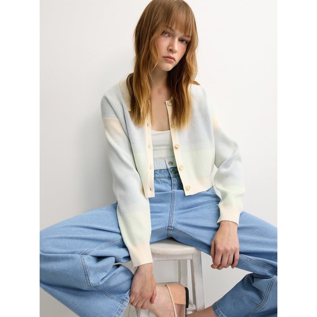 เสื้อคาร์ดิแกนถักไล่สี / Gradient Knit Cardigan รูปที่ 5