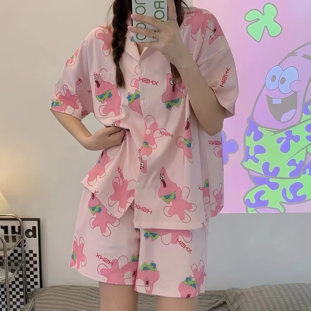 PAJAMAS HOMEWEAR ชุดนอนผู้หญิง 2 ชิ้น ชุดนอนการ์ตูน ชุดนอน ฟรีไซส์ อก36-42 นิ้ว W205 รูปที่ 6