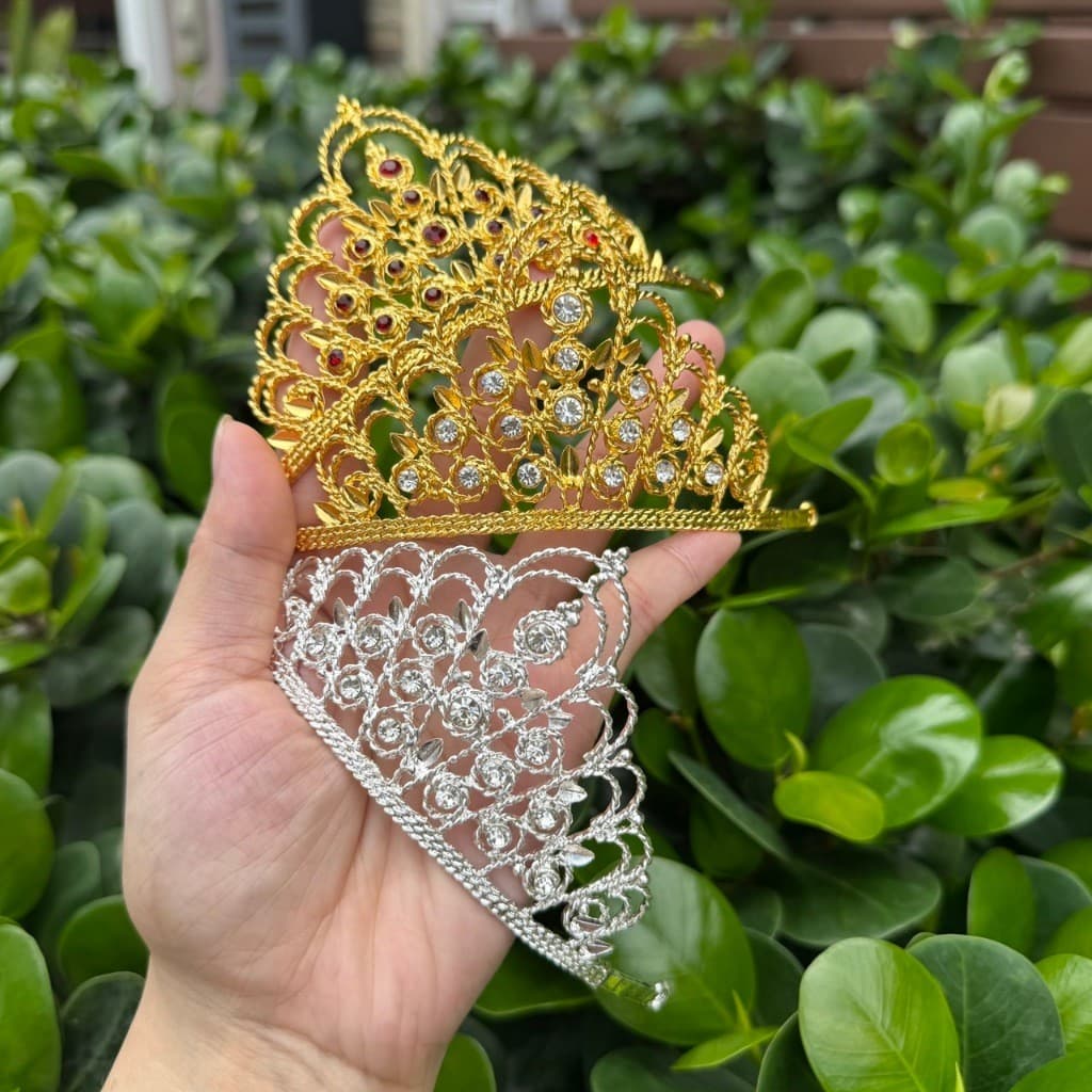 มงกุฏชุดไทย กะบังหน้าเด็ก–ผู้ใหญ่ ใส่ได้ | เครื่องประดับผมนางรำ ชุดไทยโบราณ รูปที่ 2