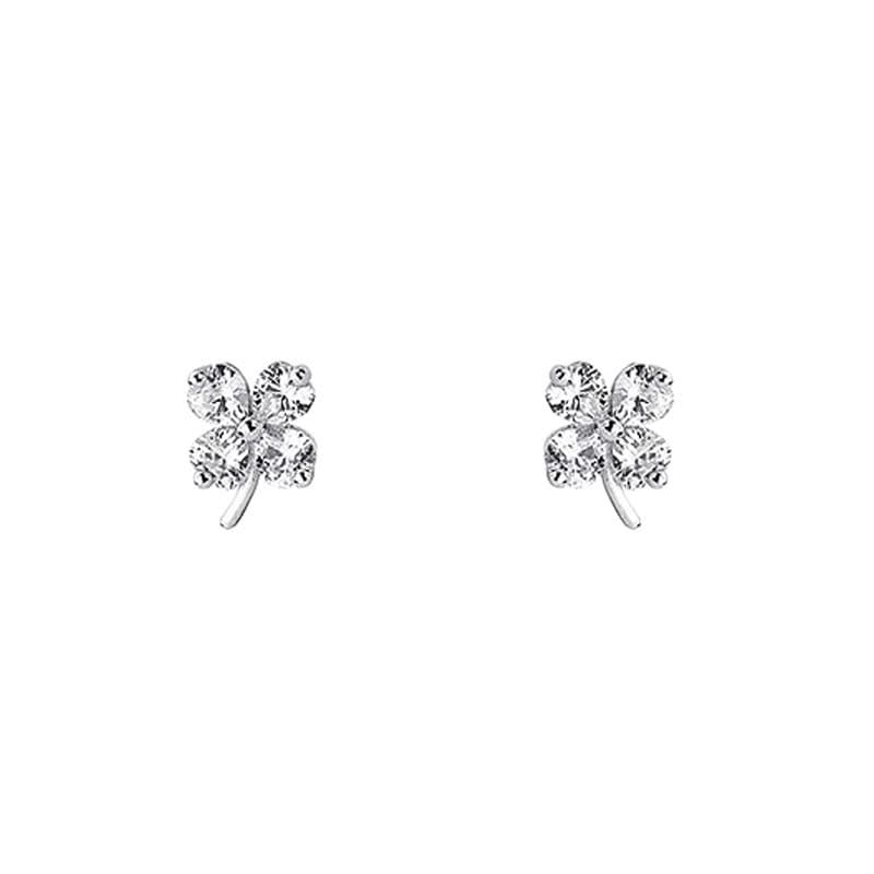 ต่างหูเงินแท้ 925 กะลาแก้ว Zircon ออกแบบเรียบหรูในสไตล์สี่ใบคล้อสำหรับผู้หญิง รูปที่ 9