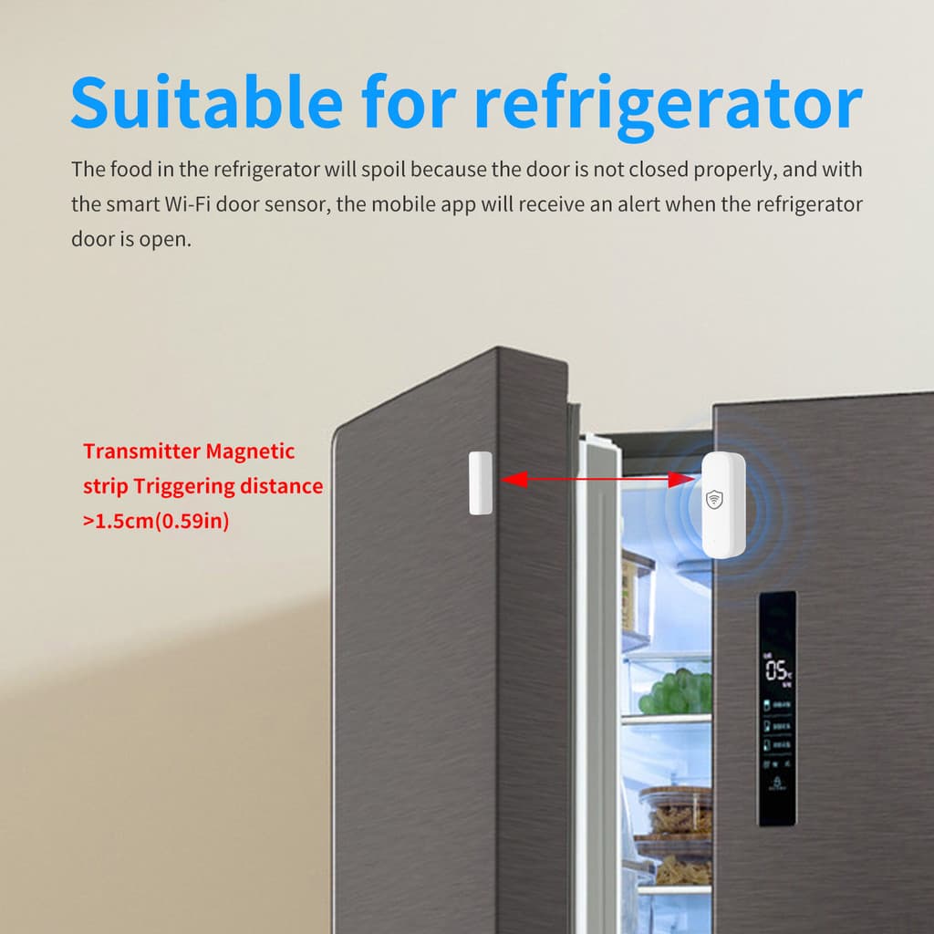 Tuya Wifi เซ็นเซอร์ประตูหน้าต่าง Entry Sensor Security Burglar เซ็นเซอร์ประตูนาฬิกาปลุก Smart Life เซ็นเซอร์ประตูแม่เหล็ก Alexa Google Home รูปที่ 7