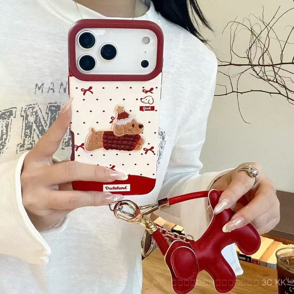 กันกระแทก iPhone ลายสุนัขน่ารักมาก ลายจุดแดง พร้อมสายคล้อง เหมาะเป็นของขวัญ สำหรับ 17/16/15/14/13/12 Pro Max รูปที่ 7