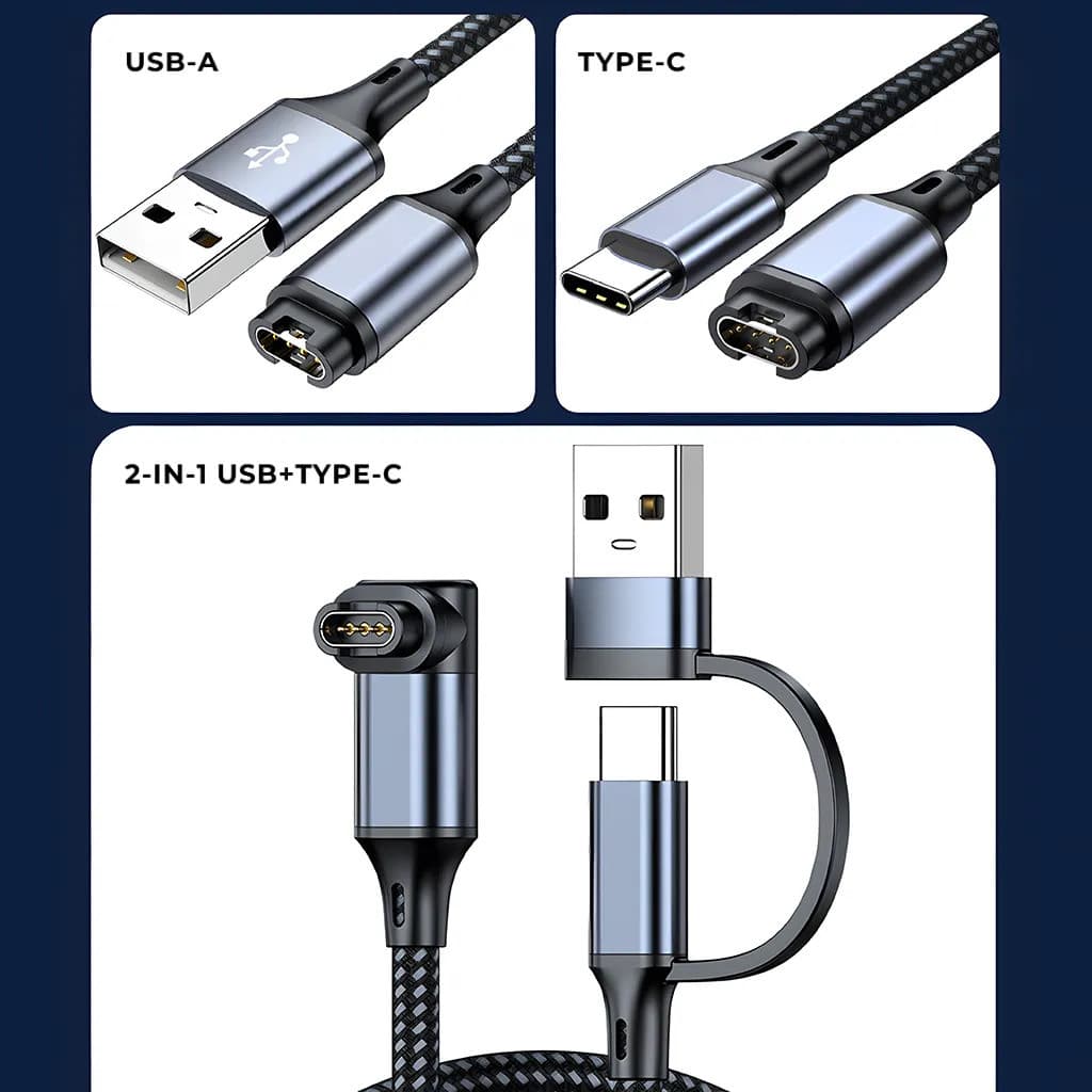 สายชาร์จ Garmin 4-Pin 2-in-1 USB-A/Type-C เสถียร ปลอดภัย สายถักทน รองรับ Forerunner 245/265, Fenix 7 รูปที่ 8