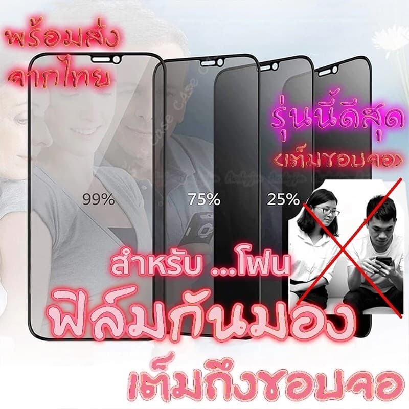 ฟิล์มกันมอง สำหรับรุ่น17,16,15,14,13,12 promax 11 ฟิล์มกันเสือก ไอโฟน X 8 6 Plus 7 XS XR ฟิล์ม กันมองข้าง#10D รูปที่ 3