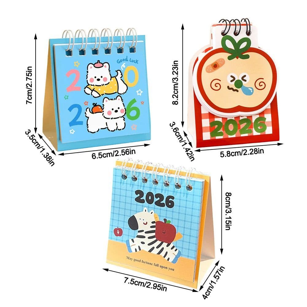 ยูเซ็น 2026 ปฏิทินตั้งโต๊ะ, รูปร่างผลไม้ม้วนผูกพันปฏิทินตั้งโต๊ะ, ง่ายพกพาการ์ตูนมินิตารางวางแผนสํานักงานอุปกรณ์การเรียน รูปที่ 2