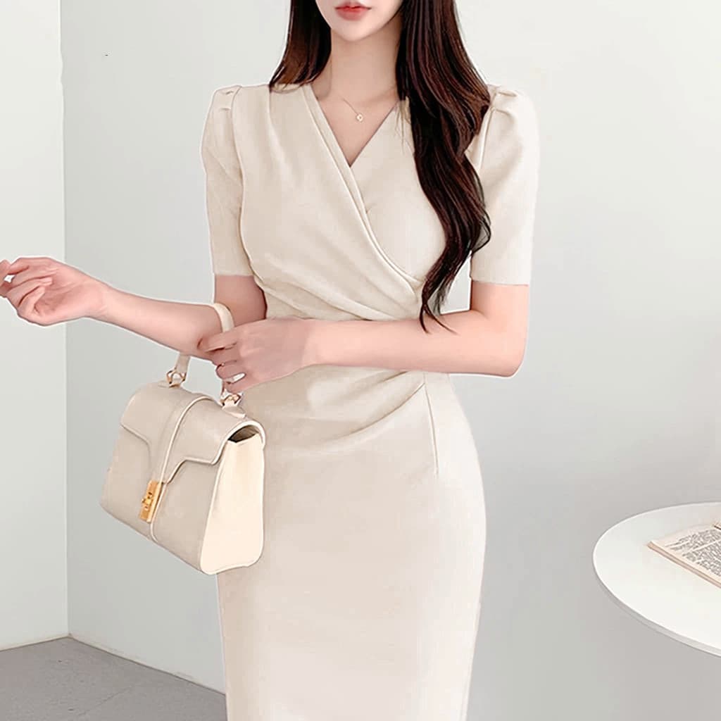 เดรสสีขาว ขาว เน่ารัก sexy dress สีทึบ สบายๆ เดรสผู้หญิง ทํางาน เหมาะสำหรับทุกโอกาส รูปที่ 6