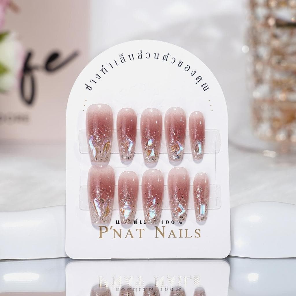 A052 P'Nat เล็บปลอมเจลแท้ แฮนด์เมดสวยจึ้ง เนื้อPMMA อลังการ ลายฮิตสุด ใช้ซ้ำได้ ทำเล็บ ติดทนนาน ชุดอุปกรณ์*1 รูปที่ 1
