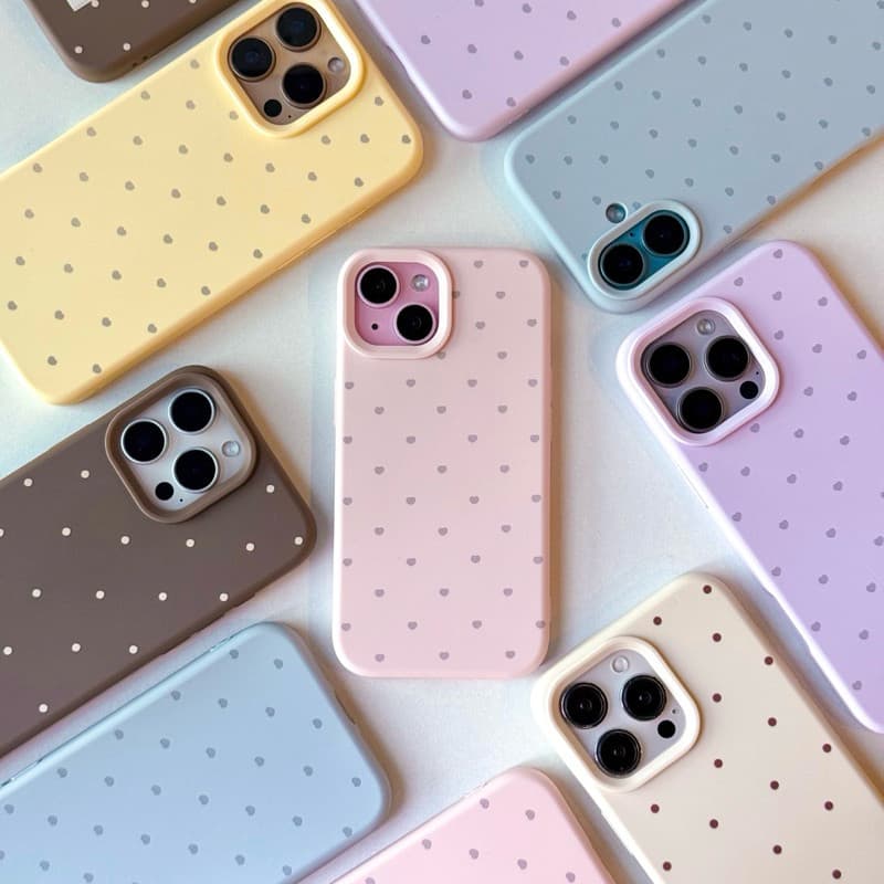 10สีT1S201 เคสนิ่มกันเลนส์กล้องลายจุด, ลายหัวใจ เคสไอโฟน สำหรับ iPhone case11-15Promax,17Pro,17Promax รูปที่ 2