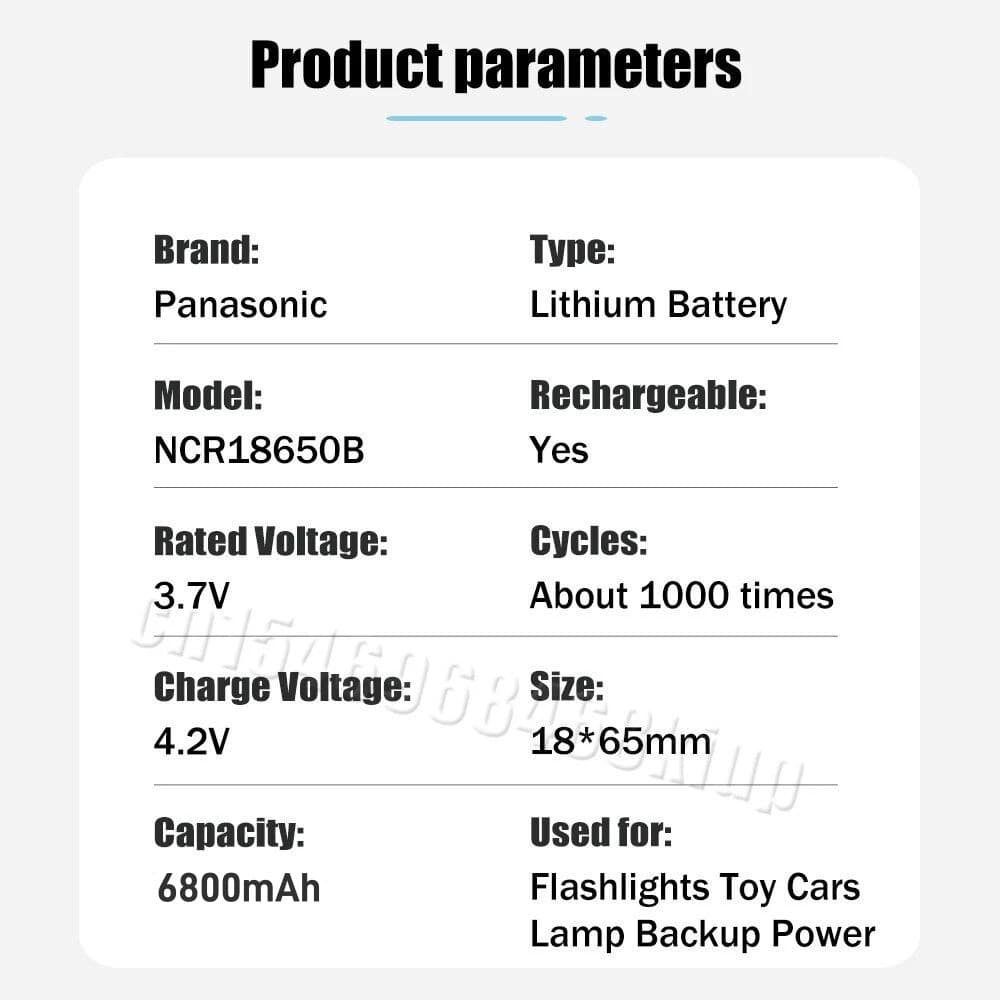 Panasonic 18650 NCR18650A 3.7V 6800mAh discharge 20A แบตเตอรี่ลิเธียมแบบชาร์จไฟได้สําหรับไฟฉายพัดลม รูปที่ 7
