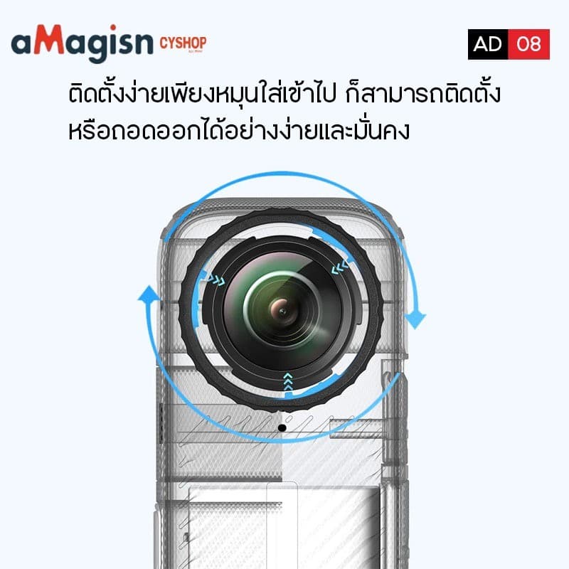 aMagisn AD08 Lens Guards for lnsta 360 X4 / lnsta 360 X4 Air ฝาครอบป้องกันเลนส์งานกระจก lnsta 360 X4 / X4 Air รูปที่ 5