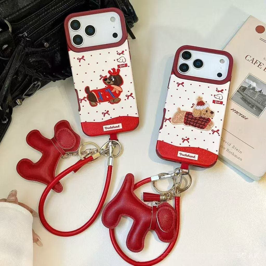 กันกระแทก iPhone ลายสุนัขน่ารักมาก ลายจุดแดง พร้อมสายคล้อง เหมาะเป็นของขวัญ สำหรับ 17/16/15/14/13/12 Pro Max รูปที่ 2